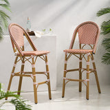 Wicker Bar Stool with Aluminum Frame (Set of 2) - V.I.P Digital Presence