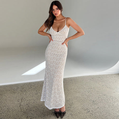 Sexy V-neck Lace Waist-cinching Bodycon Strapless Dress - V.I.P Digital Presence