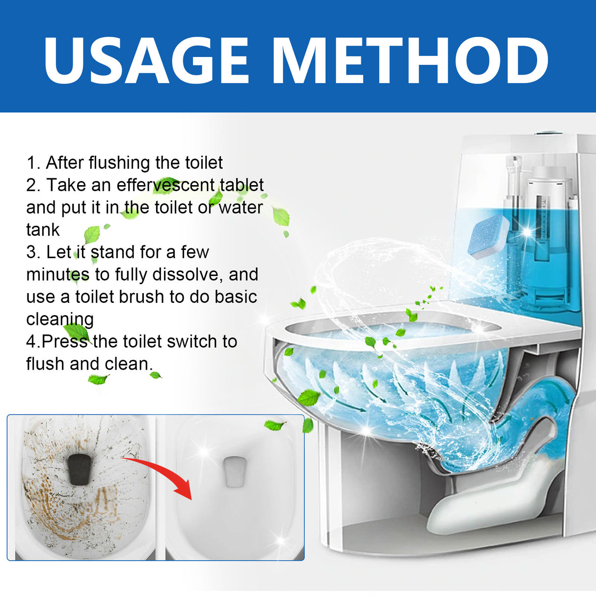 Toilet Effervescent Tablet, Toilet Decontamination Cleaning Urine Stains Deodorant Keep Fragrant Clean Toilet Effervescent Tablet - V.I.P Digital Presence