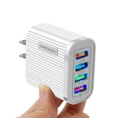 Luminous 4 USB mobile phone charging head, European and American standard travel charger, striped USB smart tablet charger - V.I.P Digital Presence