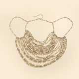 Multi layer imitation pearl black chain woven pearl layered body chain - V.I.P Digital Presence