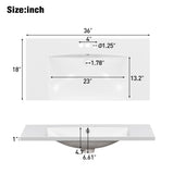 36" Single Bathroom Basin Sink, Vanity Top Only, 3-Faucet Holes, Resin - V.I.P Digital Presence