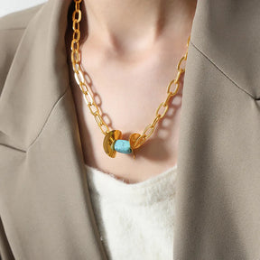 Natural Stone Pendant Titanium Steel Necklace - V.I.P Digital Presence