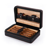 Cigar box portable zipper bag four pack mellow and moisturizing smoking accessories cedar wood gift box travel companion - V.I.P Digital Presence