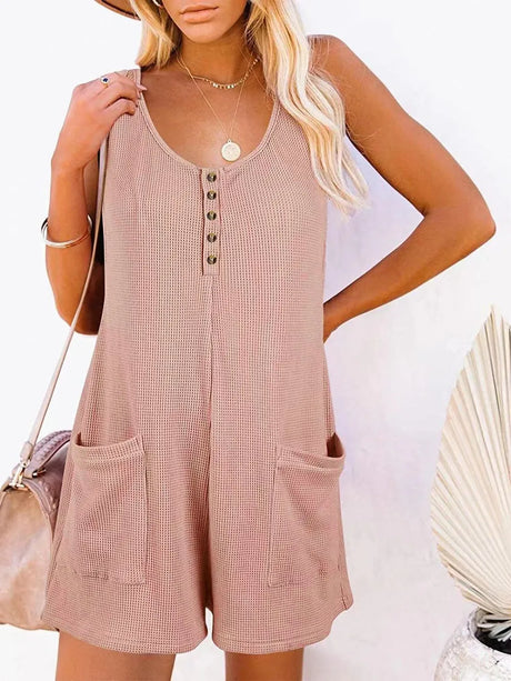 Pocketed Scoop Neck Sleeveless Romper - V.I.P Digital Presence