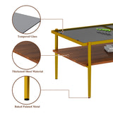 Rectangle Coffee Table with Gray Tempered Glass top and Golden Legs, Modern Table for Living Room - V.I.P Digital Presence