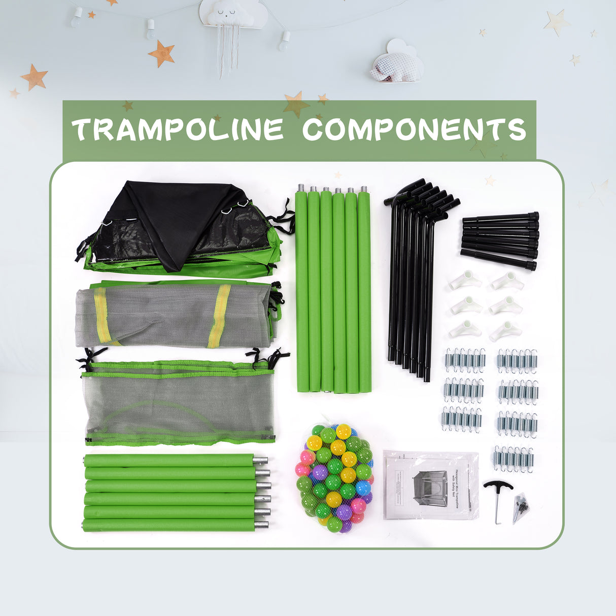 55'' Toddlers Trampoline with Safety Enclosure Net and Balls, Indoor Outdoor Mini Trampoline for Kids - V.I.P Digital Presence