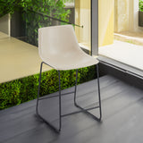 (2 sets) Retro style 24 inch armless industrial faux leather counter stool with metal legs and footrests, cream and black - V.I.P Digital Presence
