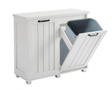 Two room inclined garbage bin, anti pet kitchen garbage bin with cutting board, independent laundry sorting cabinet, white - V.I.P Digital Presence
