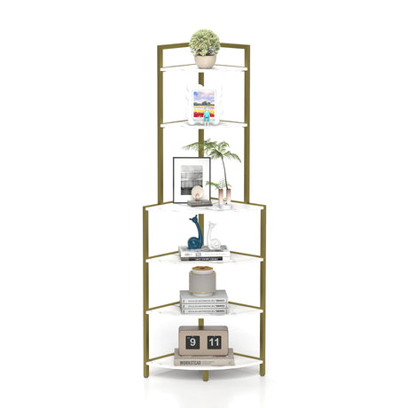 6-story corner open bookshelf, modern bookshelf, wooden frame, independent bookshelf unit, - V.I.P Digital Presence