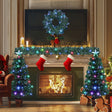 4-piece Christmas artificial tree set, Christmas wreath, wreath and 2 colored light entrance trees, PVC holiday celebration set - V.I.P Digital Presence