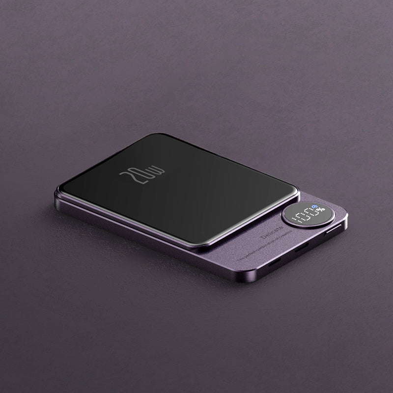 Magnetic charging treasure wireless fast charging industrial style portable metal power bank ultra thin mini - V.I.P Digital Presence