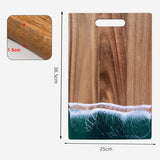 Wood Cutting Board Resin Blue green Wave Pattern - V.I.P Digital Presence