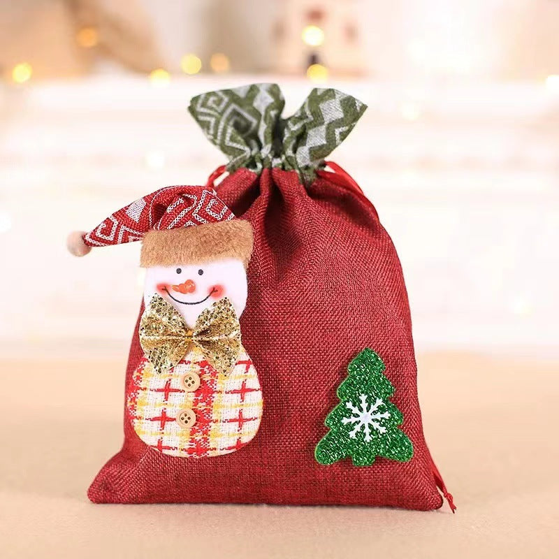 Christmas decoration gift bag, children's linen bundle mouth apple bag, candy biscuit bag, Christmas gift bag - V.I.P Digital Presence