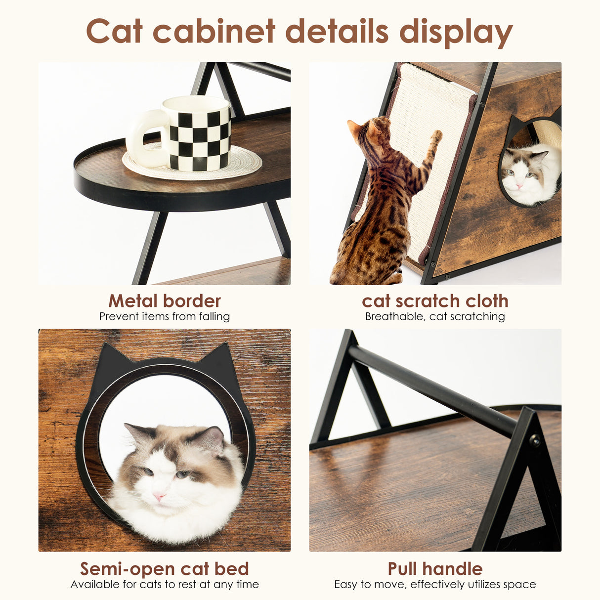 Cat house,end table.Wood cat condo black vintage pet furniture - V.I.P Digital Presence