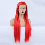 Ladies Red Wig Front Lace Large Lace Ladies Chemical Fiber Wig Headgear Lace wigs Long Straight Hair - V.I.P Digital Presence