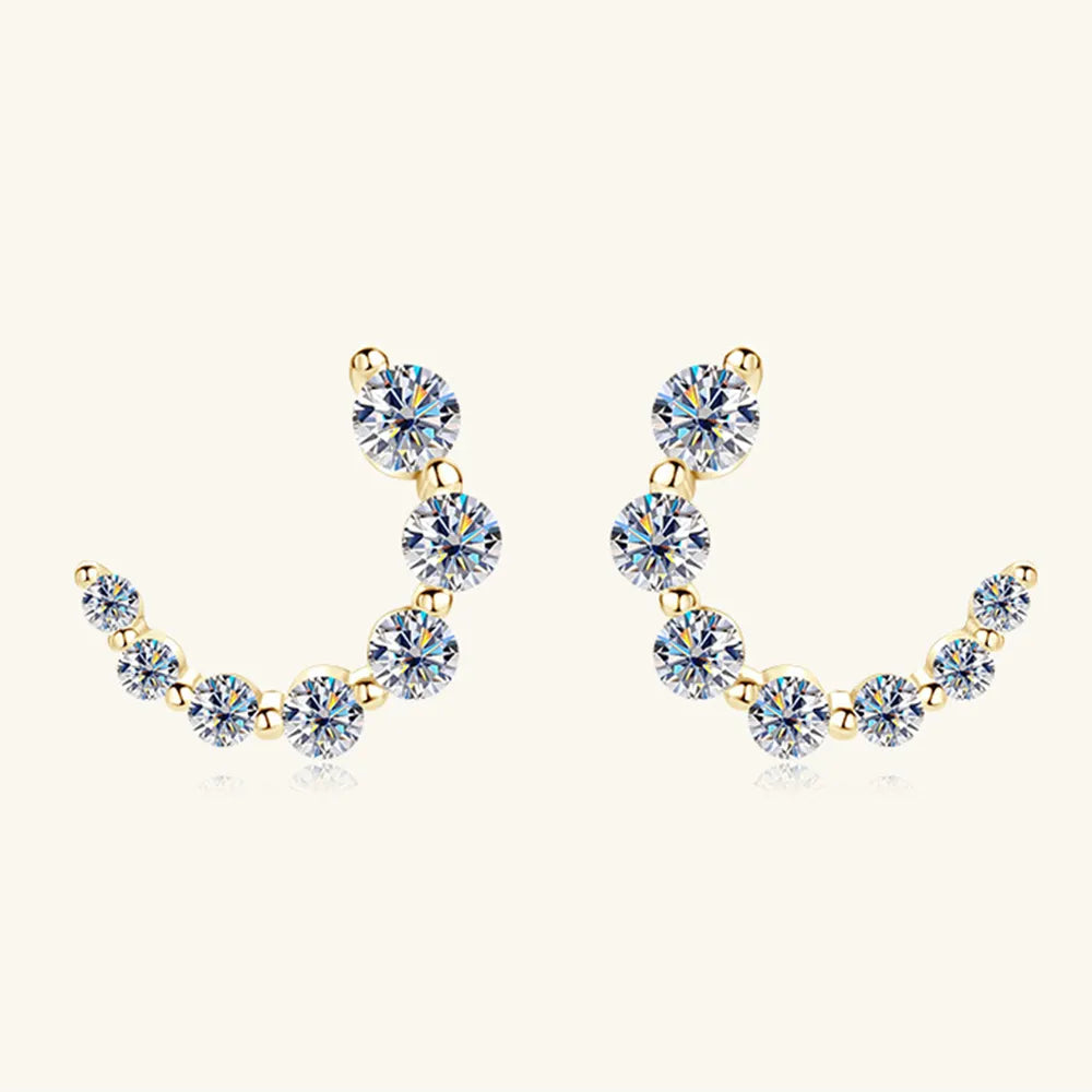 925 Sterling Silver Inlaid Moissanite Stud Earrings - V.I.P Digital Presence