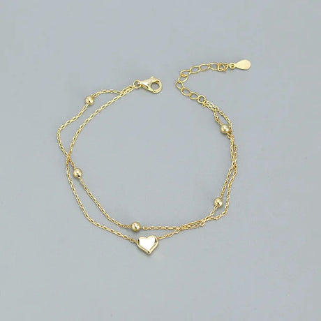 925 Sterling Silver Double Layer Heart-shaped Bracelet  for Women Girl Korean Style Small Fresh Summer Bracelet - V.I.P Digital Presence