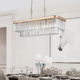 Chandeliers,Rectangular Crystal Chandelier Adjustable,E12 Modern Industrial Crystal Lights (Bulb Not Included) - V.I.P Digital Presence