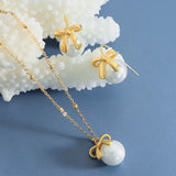Titanium Steel Bow & Bead Pendant Necklace - V.I.P Digital Presence