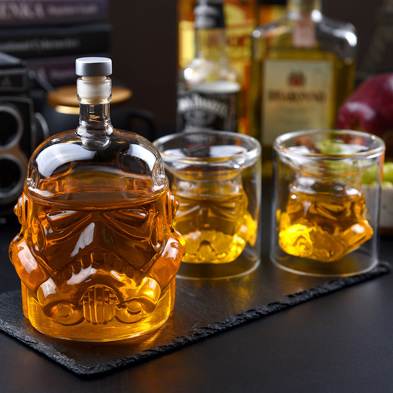 High borosilicate heat-resistant and cold resistant glass wine bottle Star Wars White Soldier glass wine bottle creative decanter liquor dispenser - V.I.P Digital Presence
