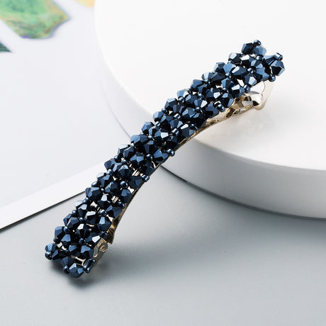 Korean Style Retro Crystal Beaded Hair Clip Simple Wild One Word Clip Female Side Clip Spring Clip Korean Hair Accessories - V.I.P Digital Presence