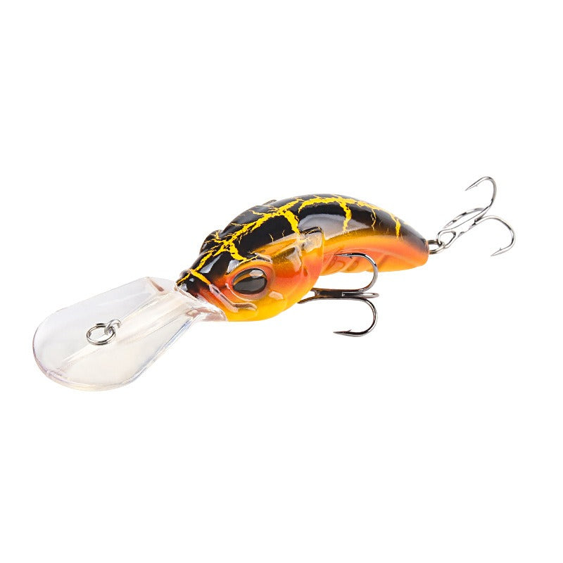 Cebo falso de lengua ancha, ABS Rock Mino, para buceo profundo, 10,4 cm, 14,5 g, con cuentas y tres anzuelos mejorados, con forma de gusano simulado.