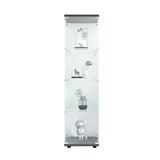 4 glass display cabinets with door shelves, floor standing antique bookshelf, 64.7 "* 16.7" * 14.3 ", black - V.I.P Digital Presence