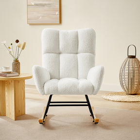 off white teddy fabric rocking chair - V.I.P Digital Presence