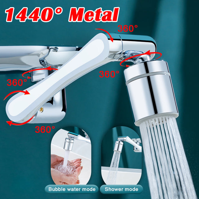 1080 °/1440 ° New Mechanical Arm Double Outlet Bubbler Universal Extension Faucet Splash Proof Washing Faucet Extender - V.I.P Digital Presence