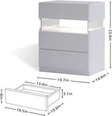 LED bedside table, bedroom, three drawers, dressing table, acrylic board, bedside furniture (white) - V.I.P Digital Presence
