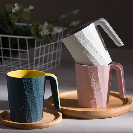 Creative Simple Mouthwash Cup INS Striped Non-Slip Water Cup Double-Layer Plastic Handle Thread Couple Mouthwash Toothbrush Cup - V.I.P Digital Presence