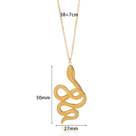 Spirit Snake Pendant Retro Style Personalized Necklace Women's Stainless Steel Gold Plated - V.I.P Digital Presence