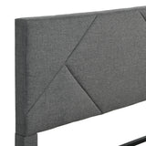 Queen Size Upholstered Platform Bed Frame Wood Slat Support Grey - V.I.P Digital Presence