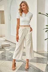 Drawstring Paperbag Waist Wide Leg Pants - V.I.P Digital Presence