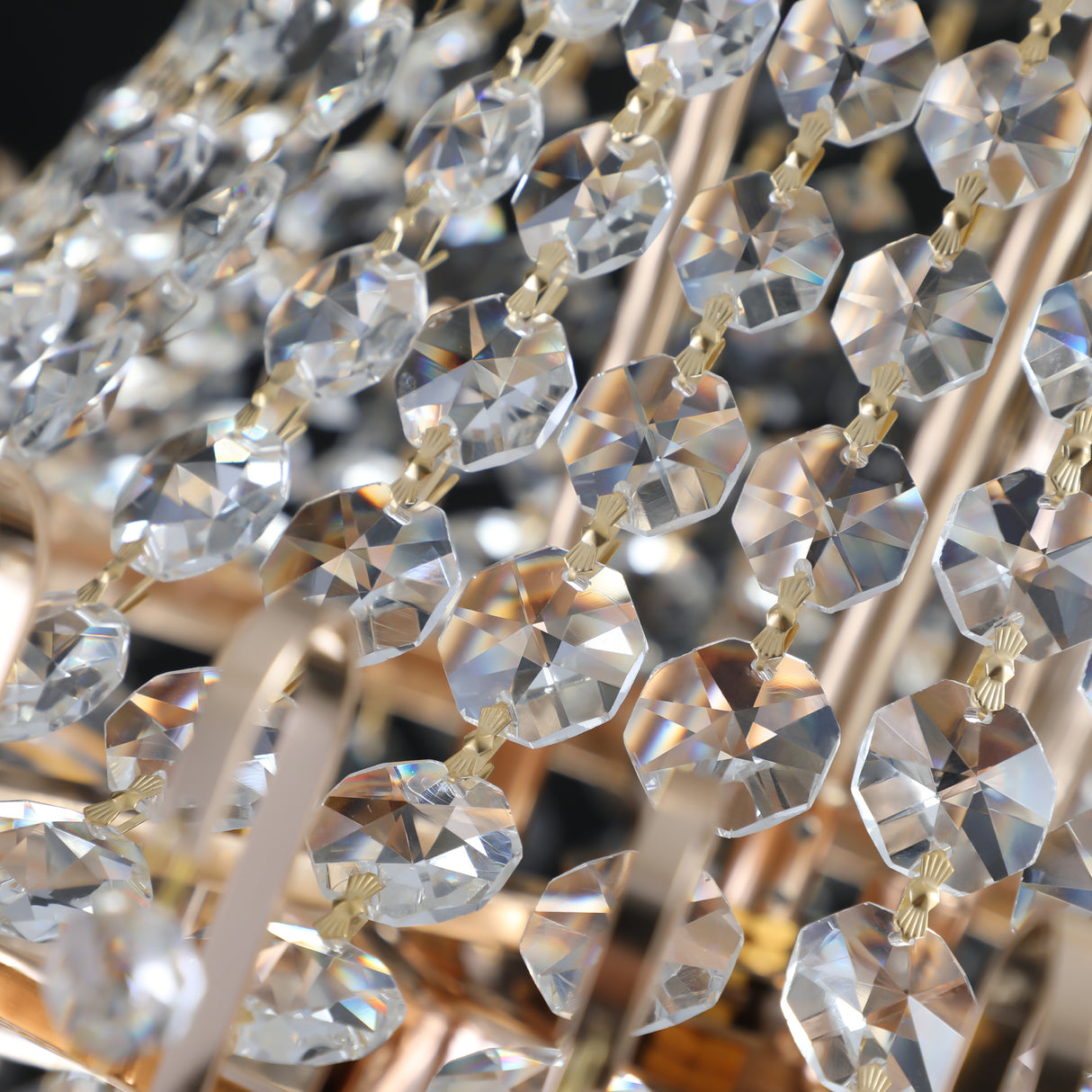 Golden crystal pendant light, large modern luxury ceiling lighting (without light bulbs) - V.I.P Digital Presence