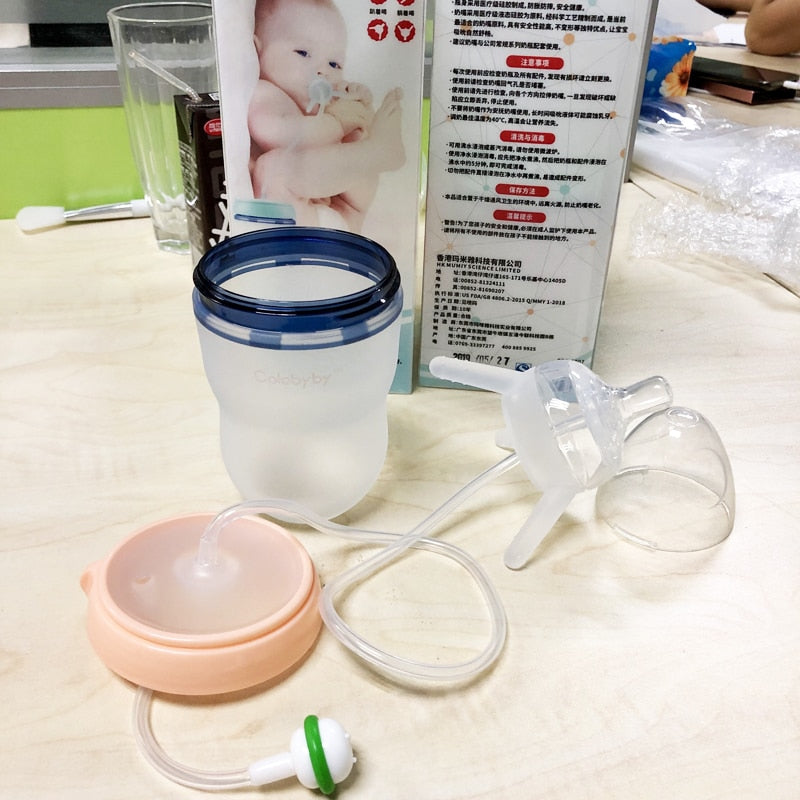 250ml Baby Bottle Kids Cup Silicone Sippy Children Training Cute Baby Drinking Water Straw Feeding Bottle Hands-free bottle - V.I.P Digital Presence