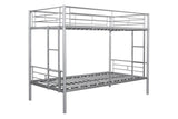 Metal bunk bed/sturdy/noise reduction/2 side ladders/safety guardrails/CPC certification/no spring box required (Silver)