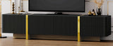 Luxury Fluted TV Stand for TVs Up to 80'', Modern Entertainment Center with Storage Cabinets & Drawers Black - V.I.P Digital Presence