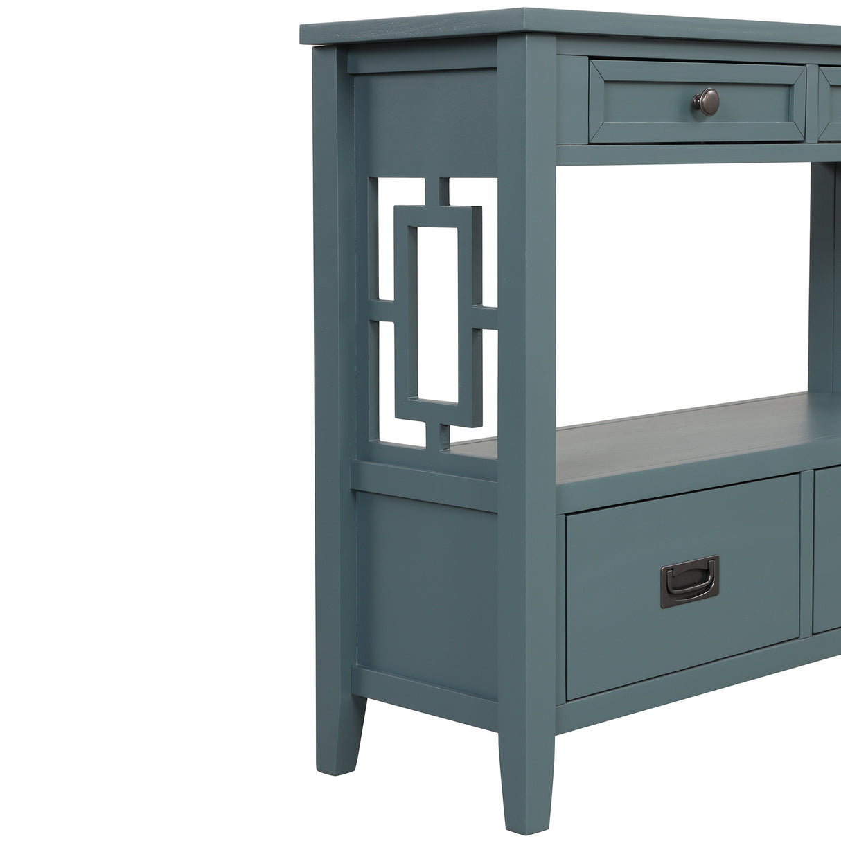 36'' Farmhouse Pine Wood Console Table Entry Sofa Table with 4 Drawers & 1 Storage Shelf ( Blue) - V.I.P Digital Presence