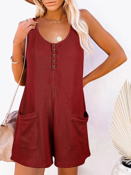 Pocketed Scoop Neck Sleeveless Romper - V.I.P Digital Presence