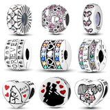 Copper plated S925 silver FOREVER colorful heart clip beads string DIY bracelet necklace - V.I.P Digital Presence