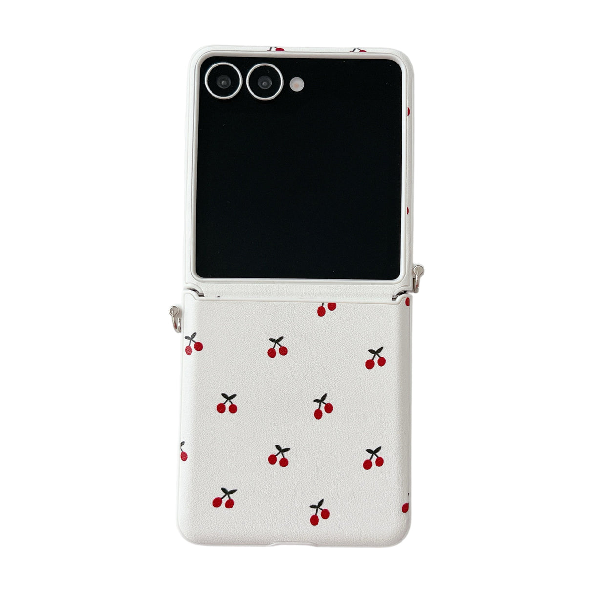 White Background Korean Style Cherry Phone Case for Samsung Z Flip 7/5/6/4 Foldable Protective Shell Compatible with Oppo and Huawei - V.I.P Digital Presence