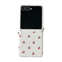 White Background Korean Style Cherry Phone Case for Samsung Z Flip 7/5/6/4 Foldable Protective Shell Compatible with Oppo and Huawei - V.I.P Digital Presence