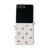 White Background Korean Style Cherry Phone Case for Samsung Z Flip 7/5/6/4 Foldable Protective Shell Compatible with Oppo and Huawei - V.I.P Digital Presence