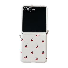 White Background Korean Style Cherry Phone Case for Samsung Z Flip 7/5/6/4 Foldable Protective Shell Compatible with Oppo and Huawei - V.I.P Digital Presence