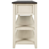 Retro Design Console Table with Two Open Shelves, Pine Solid Wood Frame and Legs for Living Room (Espresso+Beige) - V.I.P Digital Presence