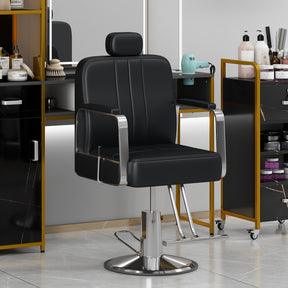 Advanced reclining hair salon chair with heavy-duty hydraulic pump, 360 ° rotation, maximum weight capacity of 400 pounds, bla - V.I.P Digital Presence