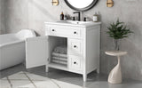 30" Bathroom Vanity with Sink Top, Bathroom Vanity Cabinet with Door and Two Drawers, Solid Wood Frame, One Package, White - V.I.P Digital Presence