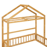 Wooden Full Size Children's Bed with Detachable Headboard and Integrated Clothes Drying Rack, Natural - V.I.P Digital Presence